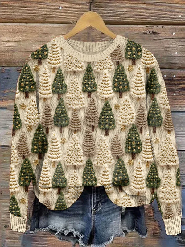 Maria™ - Sweter Świąteczny z Motywem Choinek
