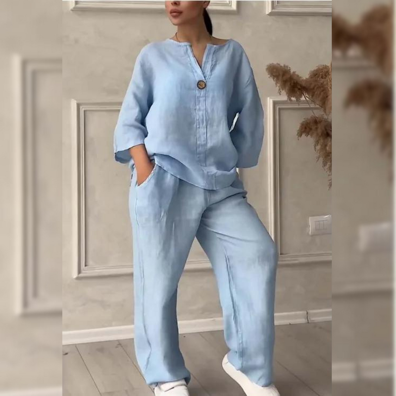 Natalia™ - Komfortowy Letni Zestaw z Lnu