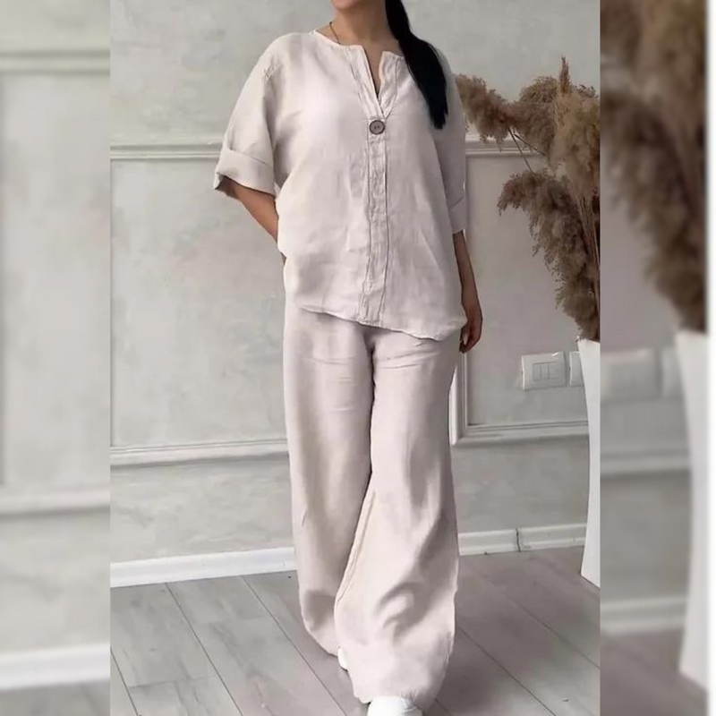 Natalia™ - Komfortowy Letni Zestaw z Lnu