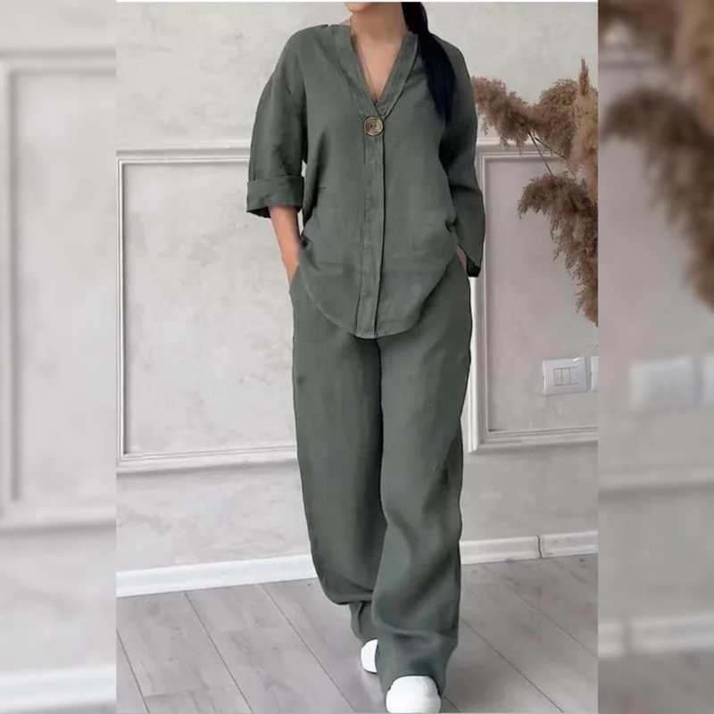 Natalia™ - Komfortowy Letni Zestaw z Lnu
