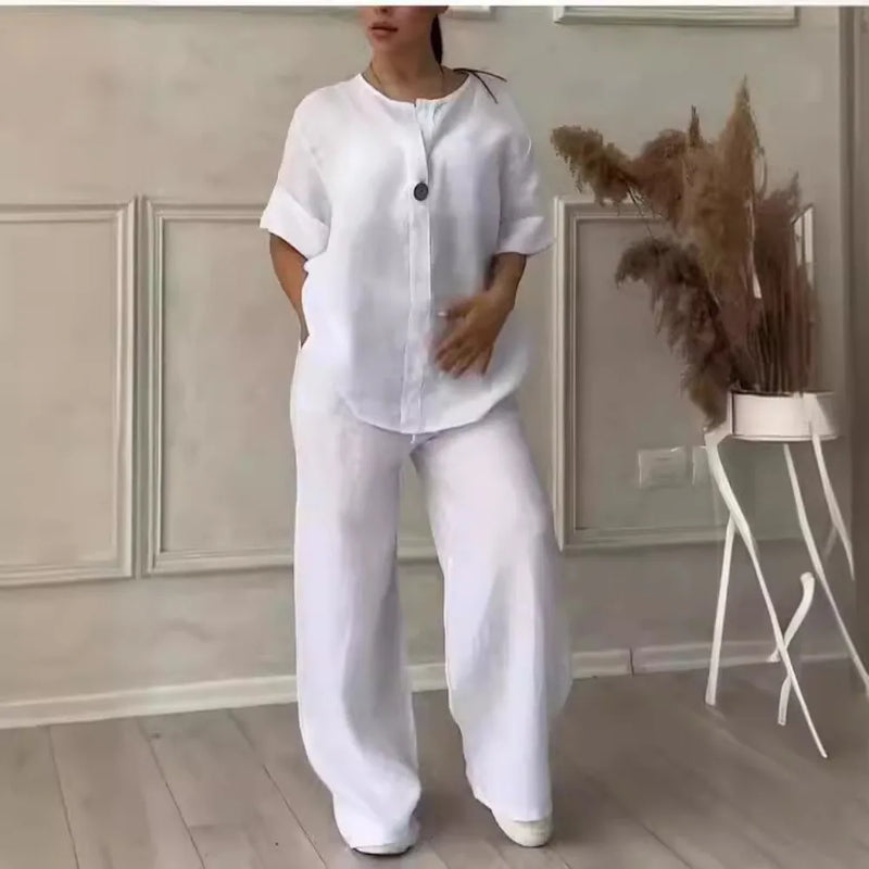 Natalia™ - Komfortowy Letni Zestaw z Lnu