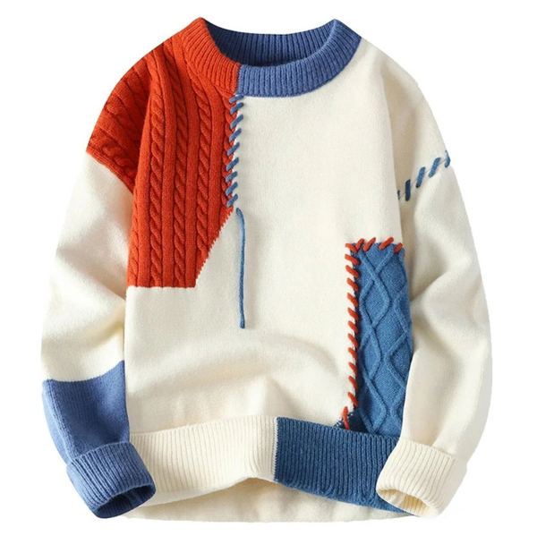 Paulina™ - Stylowy Sweter Patchworkowy z Wełny