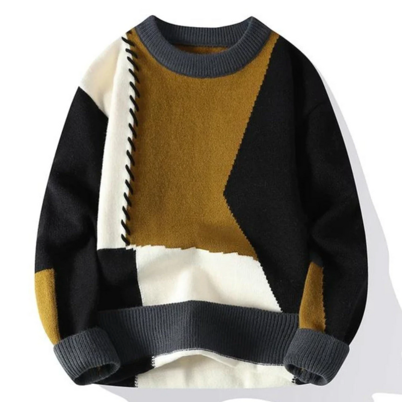 Paulina™ - Stylowy Sweter Patchworkowy z Wełny
